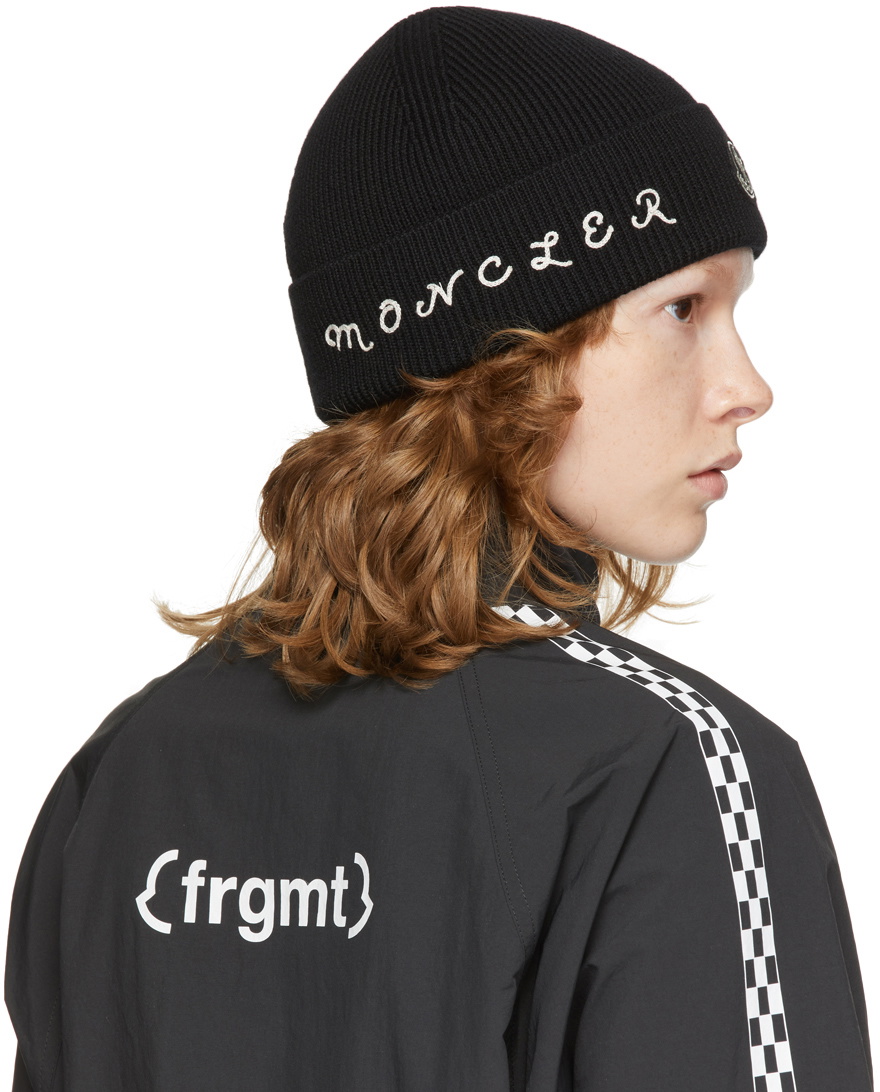 Moncler Genius 7 Moncler Fragment Hiroshi Fujiwara Black Embroidered Beanie