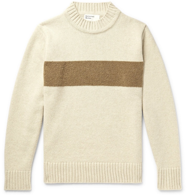 Photo: Universal Works - Striped Wool-Blend Sweater - Neutrals