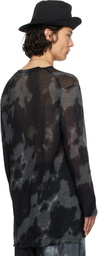 YOHJI YAMAMOTO Black 7G Dyed Jersey Front Slit Long Sleeve Sweater