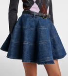 Self-Portrait Belted denim miniskirt