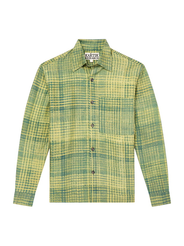 Photo: Kartik Research - Pataudi Checked Silk Shirt - Green