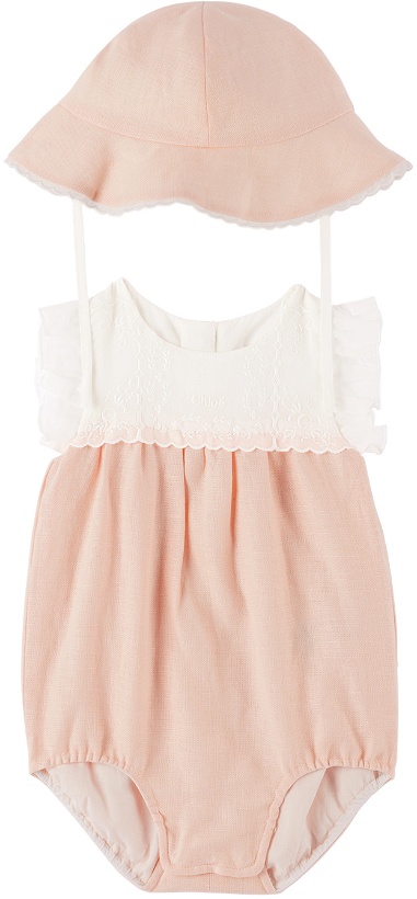 Photo: Chloé Baby Pink Embroidered Dress & Hat Set
