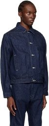 AURALEE Blue Spread Collar Denim Jacket