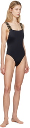 Versace Underwear Black Greca Border One-Piece Swimsuit