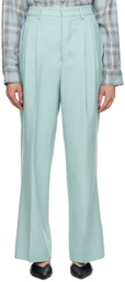 AMI Alexandre Mattiussi Blue Pleated Trousers