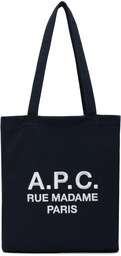 A.P.C. Navy Lou 'Rue Madame' Shopping Tote