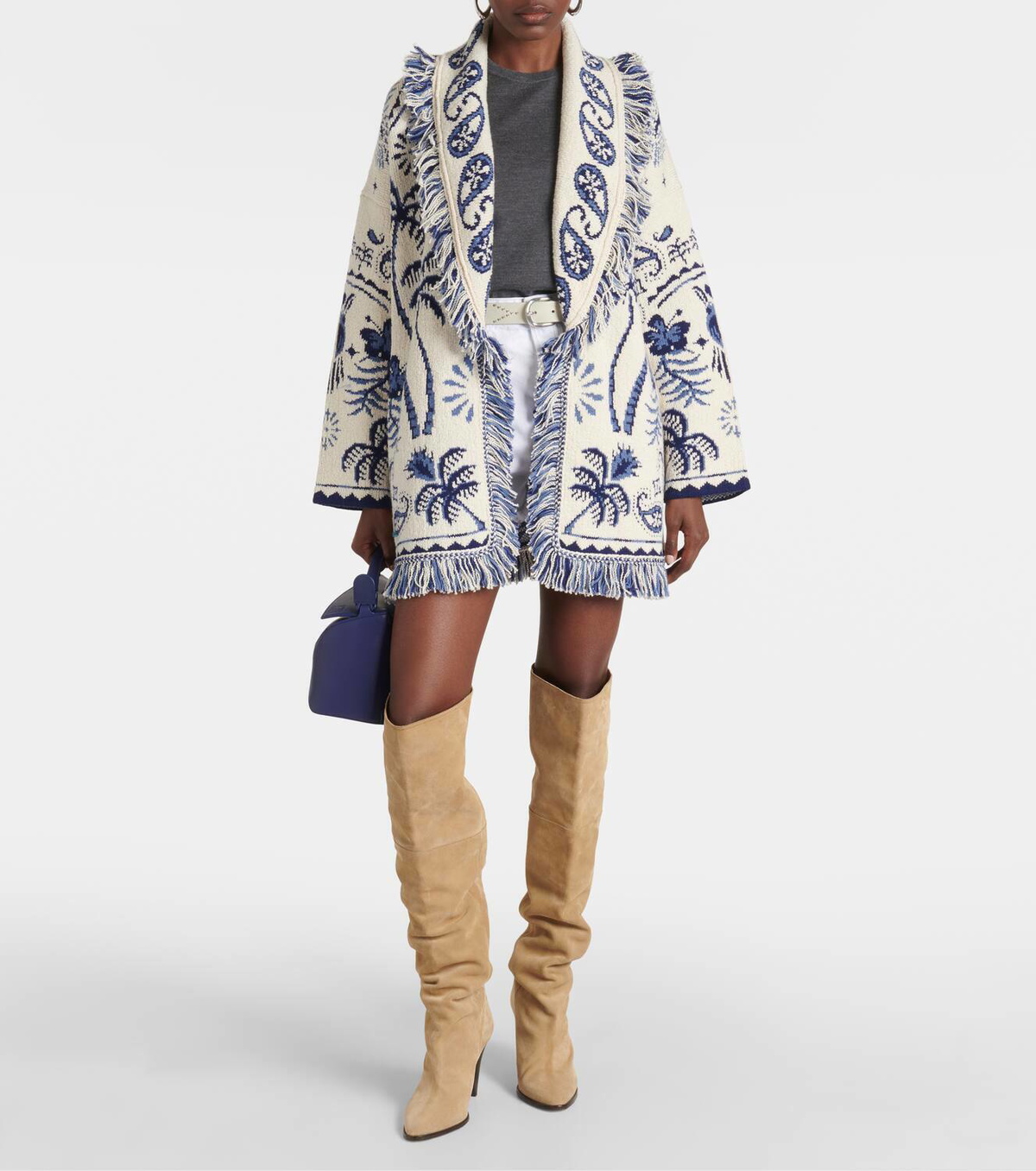 Alanui Wool and cotton jacquard cardigan