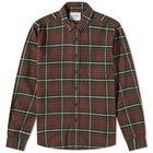 Portuguese Flannel Men's Smog Button Down Check Shirt in Green/Brown