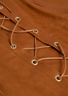 Skiim Alexandra Corset-effect Leather Knee-length Skirt Brown