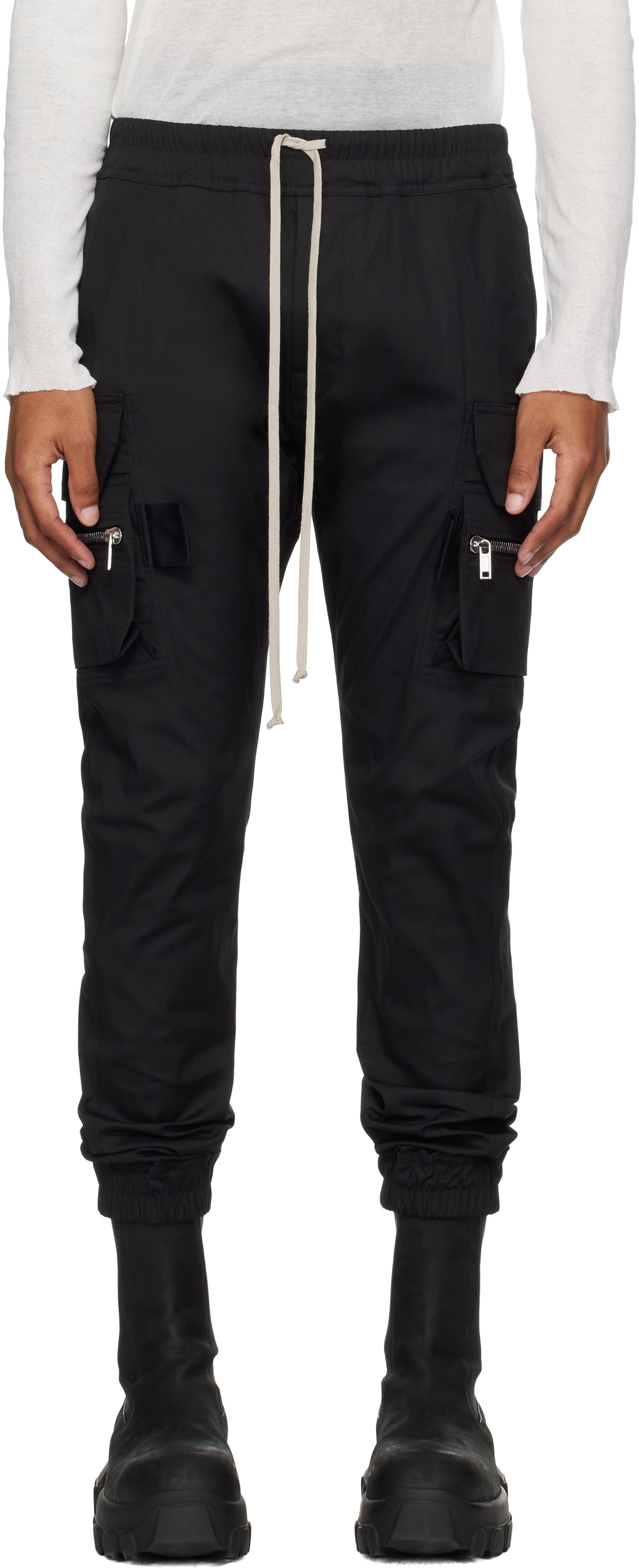 Rick Owens Black Hollywood Dietrich Drawstring Trousers Rick