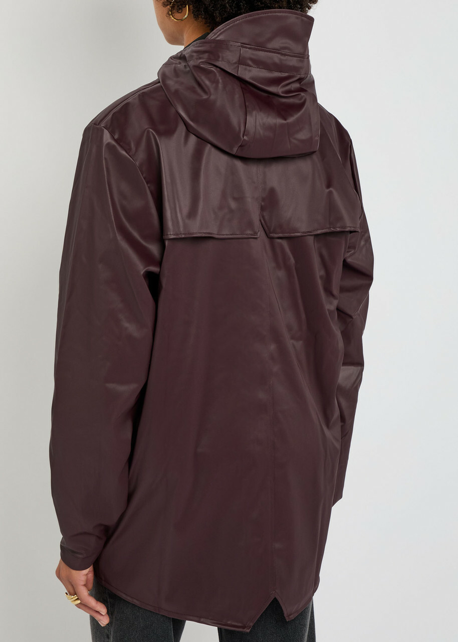 Rains W3 Hooded Rubberised Jacket Burgundy