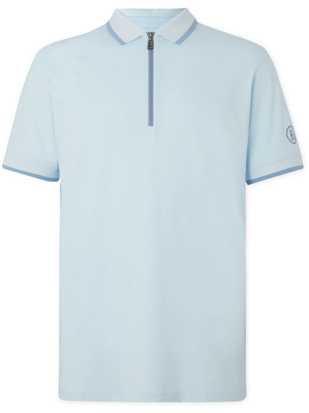 Photo: Bogner - Cody Logo-Embroidered Stretch-Jersey Half-Zip Golf Polo Shirt - Blue