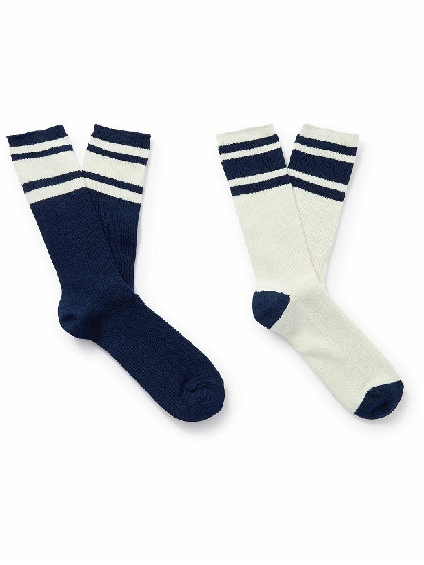 Photo: Mr P. - Two-Pack Striped Ribbed Cotton-Blend Socks