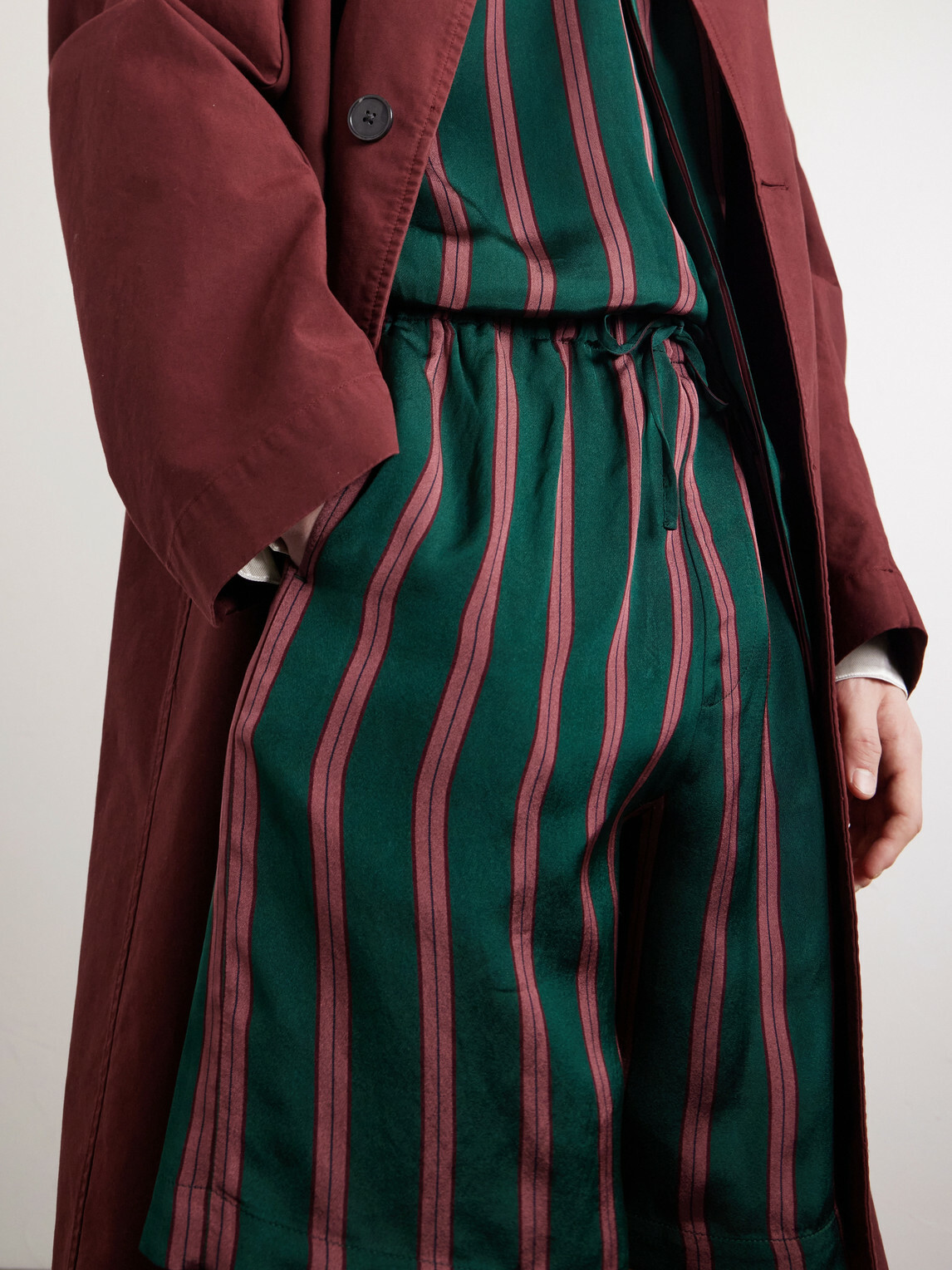 Dries Van Noten - Straight-Leg Striped Twill Drawstring Shorts - Green