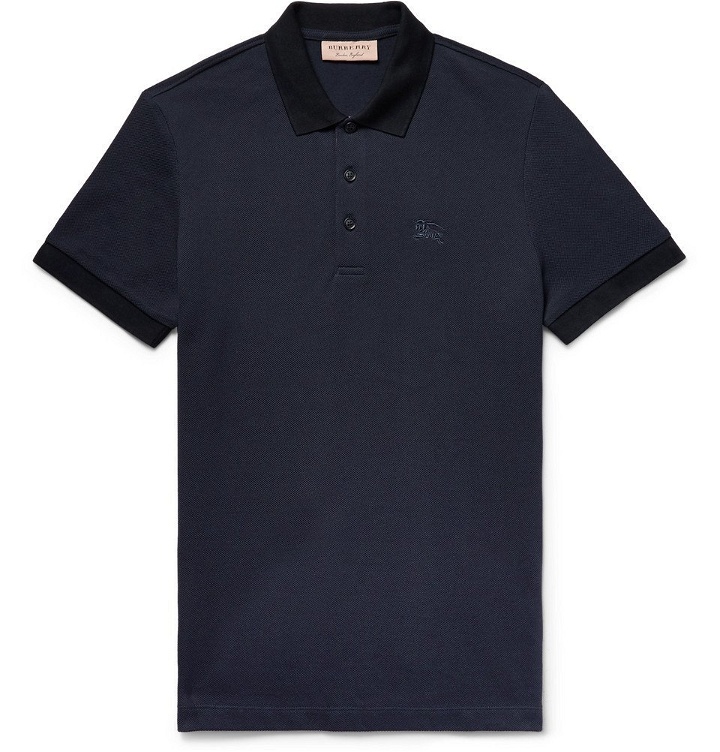 Photo: Burberry - Slim-Fit Cotton-Piqué Polo Shirt - Men - Navy