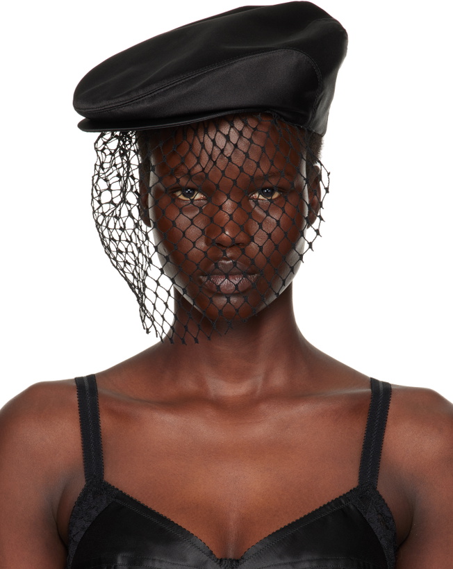 Photo: Dolce&Gabbana Black Silk Satin Flat Cap