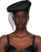 Dolce&Gabbana Black Silk Satin Flat Cap