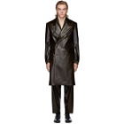 Hed Mayner Brown Faux-Leather Trench Coat