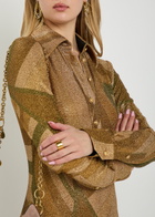 Pucci Printed Metallic-jersey Maxi Shirt Dress Brown