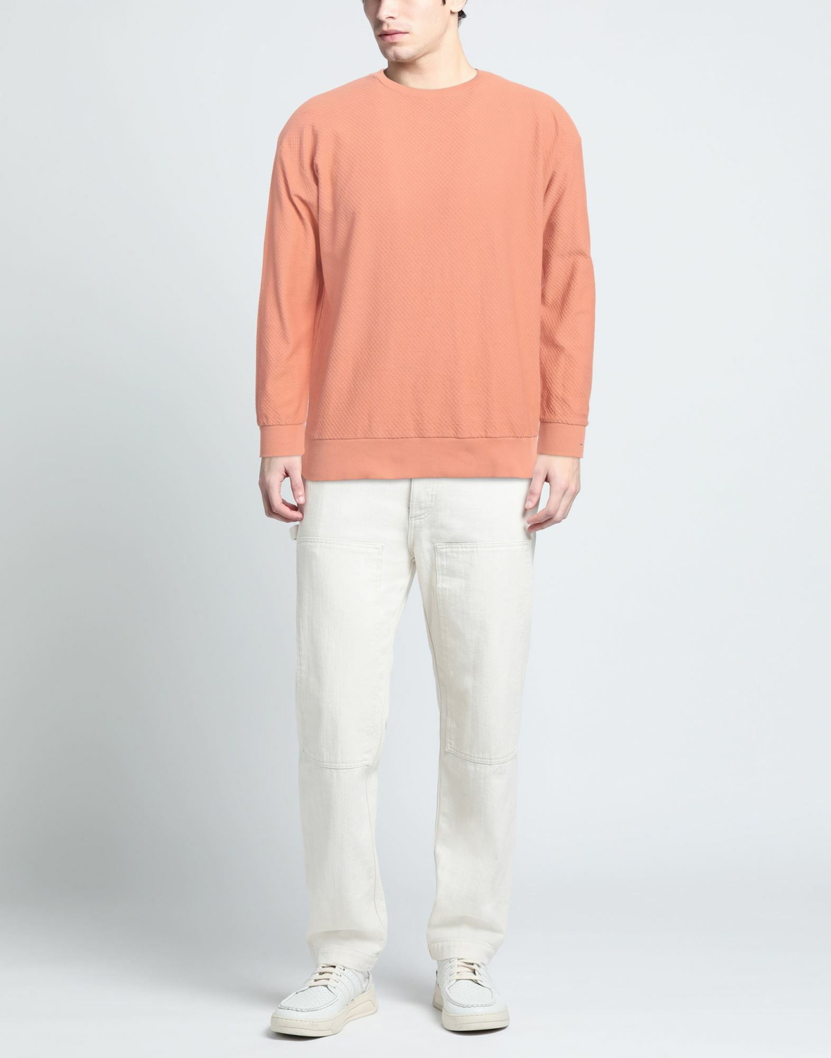 Crossley Mens Sweatshirt in Salmon pink