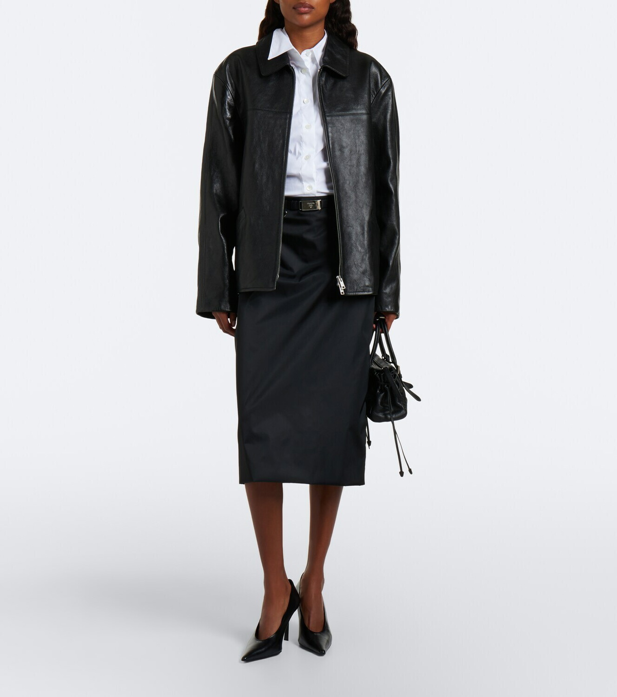 Prada Belted Re-Nylon pencil skirt