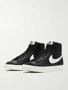 Nike - Blazer Mid '77 Vintage Suede-Trimmed Full-Grain Leather Sneakers - Black