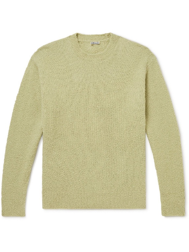 Photo: Auralee - Textured Cotton and Linen-Blend Sweater - Green