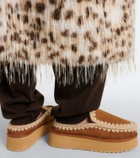Mou Shearling-lined suede platform clogs