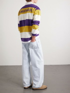 Human Made - Logo-Appliquéd Striped Cotton-Jersey Polo Shirt - Purple