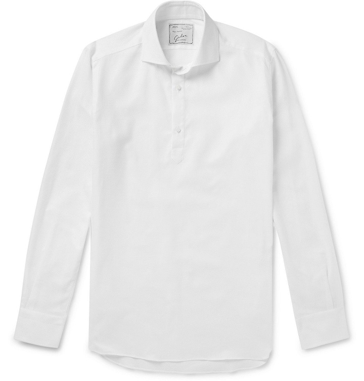 Photo: Giuliva Heritage - Dario Slim-Fit Cotton-Mesh Polo Shirt - White