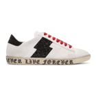 Amiri White and Black Live Forever Glitter Viper Sneakers