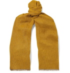 Loro Piana - Fringed Mélange Baby Cashmere and Linen-Blend Scarf - Yellow