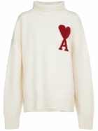 AMI PARIS - Red Ami De Coeur Wool Turtleneck Sweater