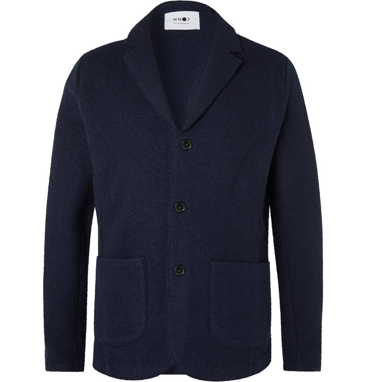 Photo: NN07 - Darren Navy Unstructured Boiled Wool Blazer - Blue