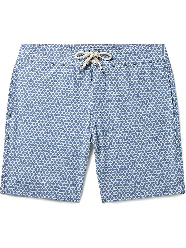 Photo: Faherty - Long-Length Printed Recycled Swim Shorts - Blue