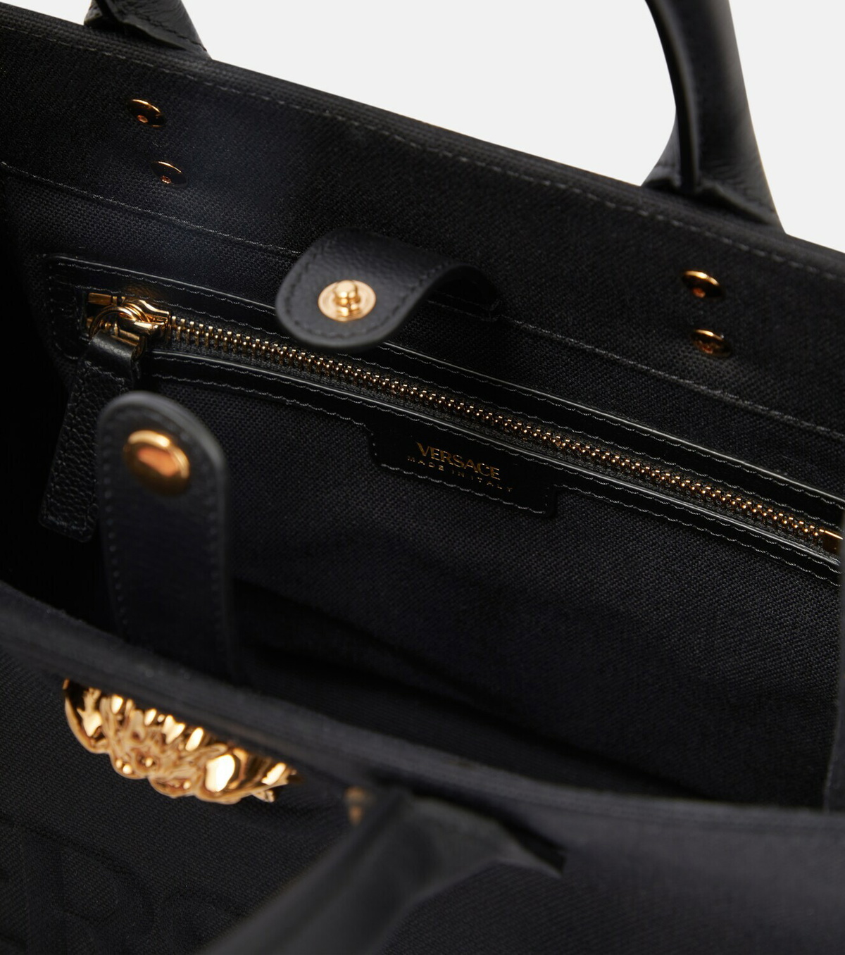 La Medusa cotton canvas tote bag in black - Versace