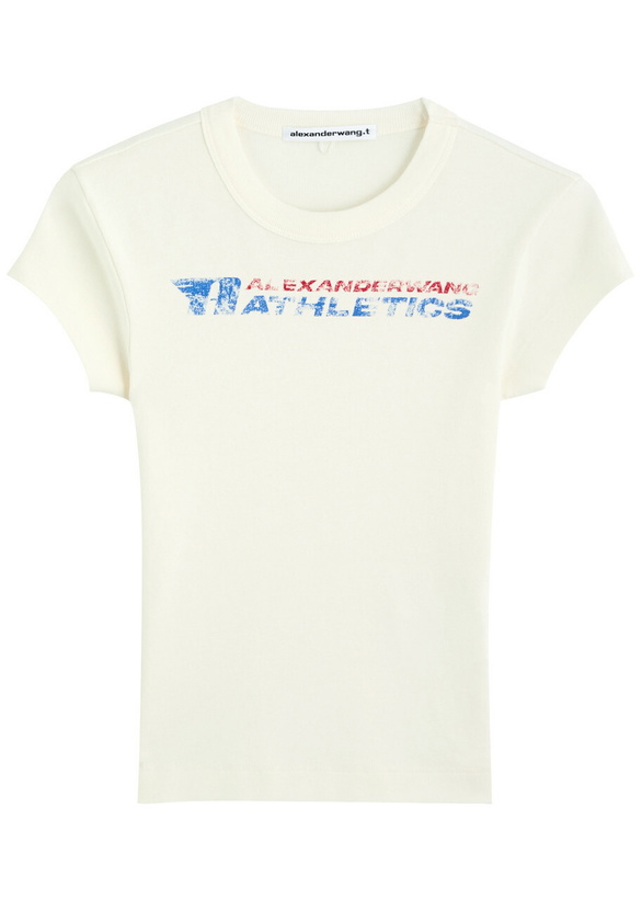 Photo: Alexanderwang.t Ribbed Logo-print Cotton T-shirt White
