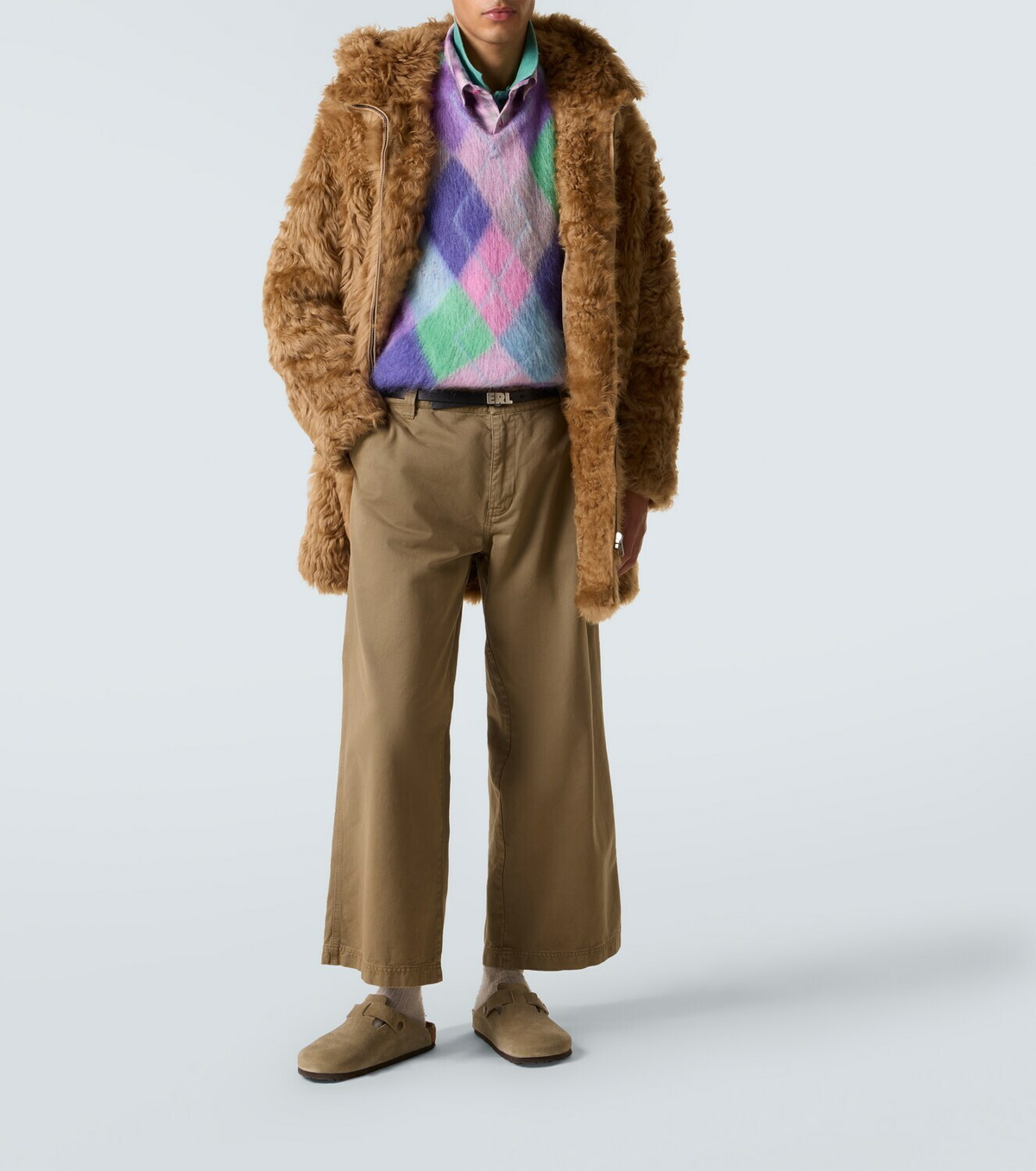 ERL Hooded shearling coat