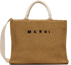 Marni Tan Raffia-Effect Small Tote
