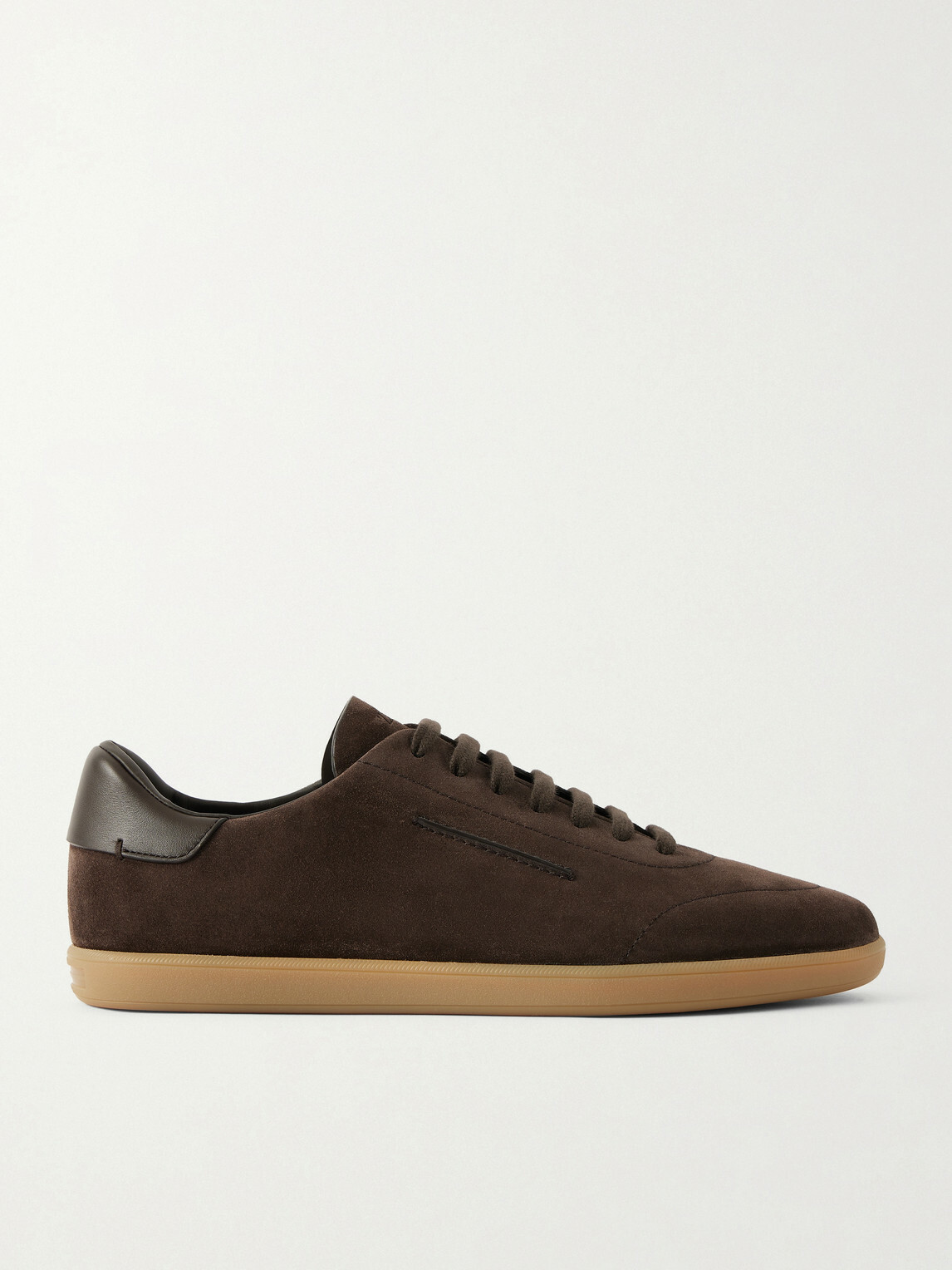 Zegna - 232 Leather-Trimmed Suede Sneakers - Brown