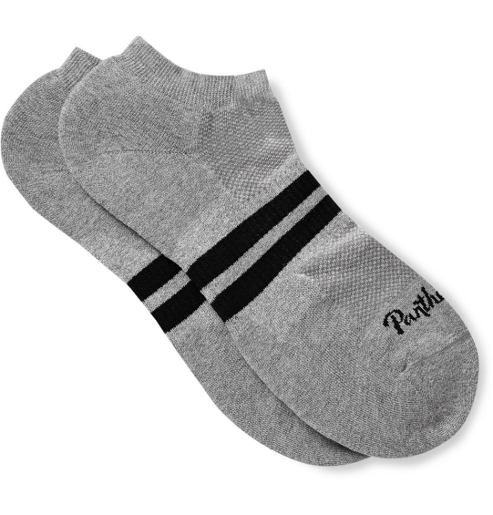 Photo: Pantherella - Sprint Cushioned Stretch Cotton-Blend No-Show Socks - Gray