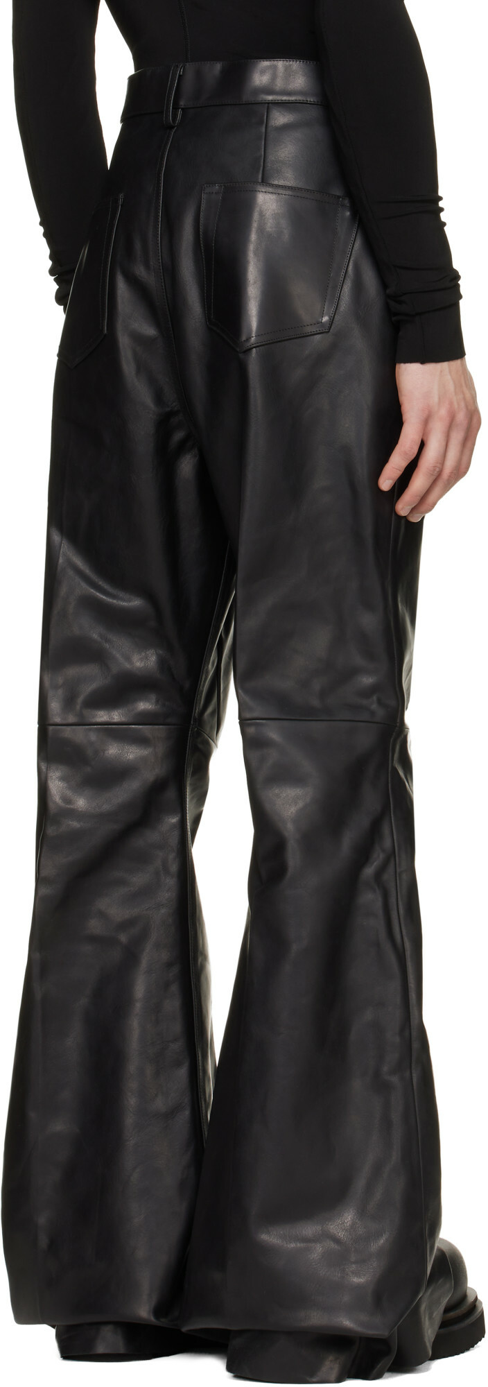 Rick Owens Black Tower Bolan Bootcut Leather Pants