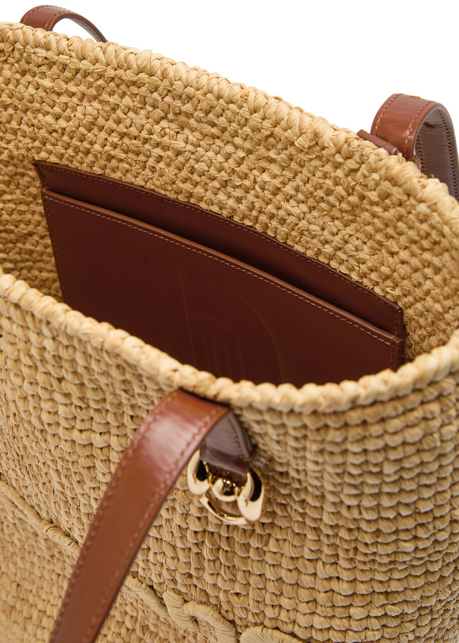 Rabanne Logo-embroidered Raffia Tote - Natural - One Size