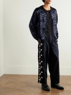 BODE - Snowdrop Straight-Leg Appliquéd Herringbone Wool-Blend Trousers - Blue