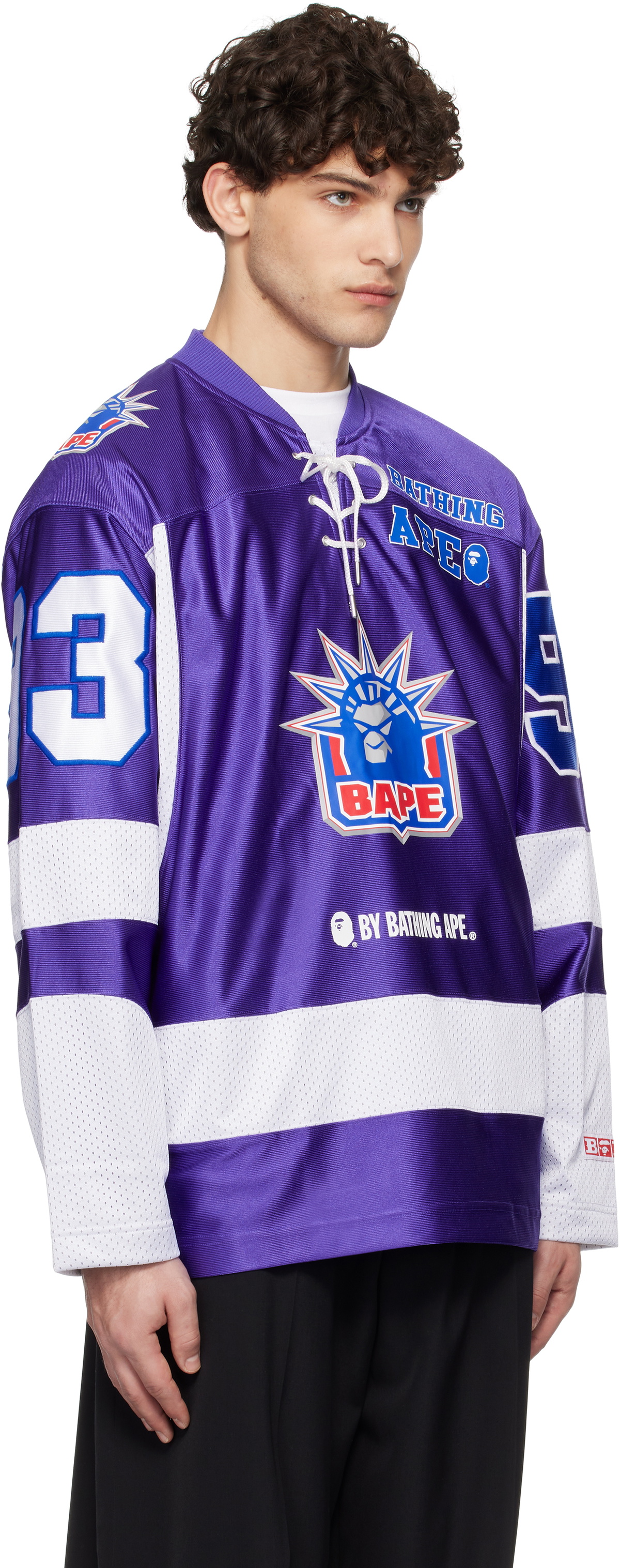 BAPE Purple Multi Logo Ice Hockey Jersey T-shirt A Bathing Ape