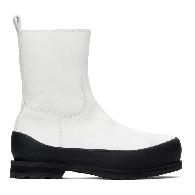 Photo: Ann Demeulemeester White Greased Suede Zip-Up Boots