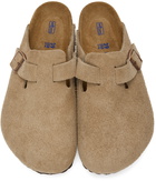 Birkenstock Taupe Suede Soft Footbed Boston Loafers