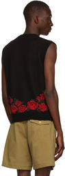 Ernest W. Baker Black & Red Roses V-Neck Vest