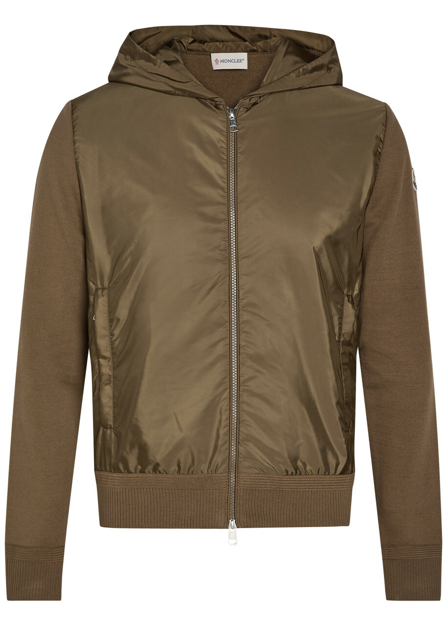 Moncler Logo-appliquéd Hooded Shell and Cotton-blend Jacket Green
