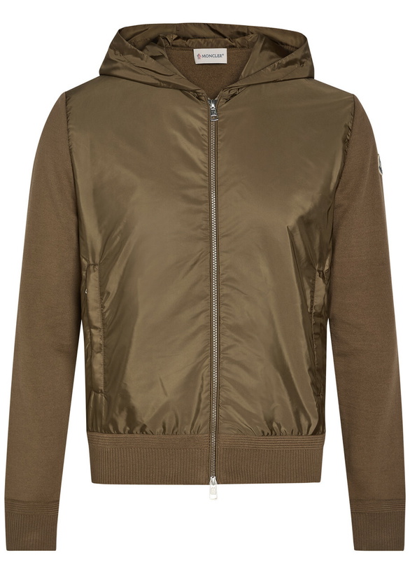 Photo: Moncler Logo-appliquéd Hooded Shell and Cotton-blend Jacket Green